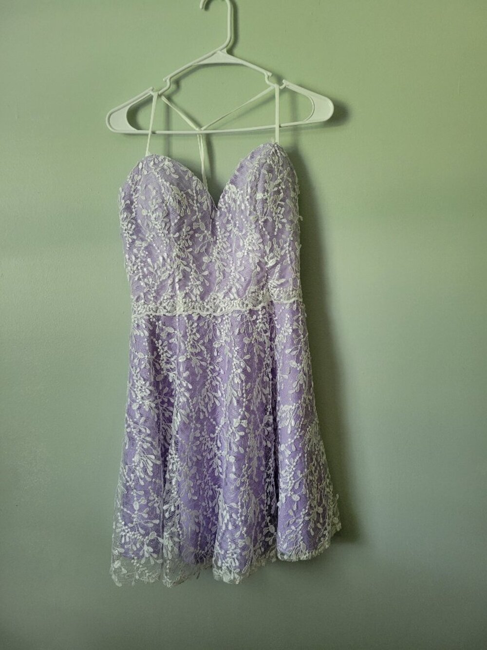 Lucci Lu Purple Lace Dress Women's 12 Homecoming Formal Knee Length Floral NWT